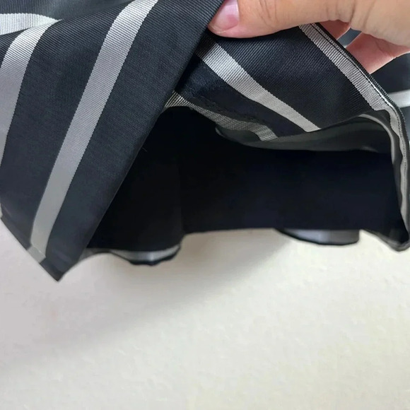 J. Crew Fit & Flare Black w/ Metallic Silver Stripes V-neck Mini Dress size 2 - Picture 10 of 13